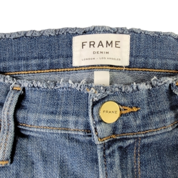 Frame Le Skinny de Jeanne Jeans Women Sz 29 31X29 Scooped Frayed Hem Distressed - Picture 4 of 14